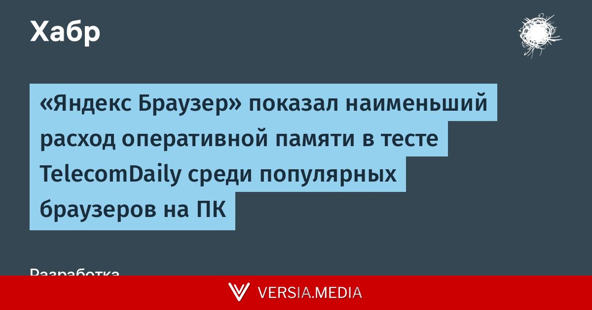 «Яндекс Браузер» показал наименьший расход оперативной памяти в тесте TelecomDaily среди популярных браузеров на ПК