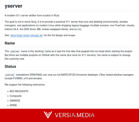 Релиз открытого проекта yserver 1.0.0 — X-сервера на Rust и для запуска MATE, Xfce и Cinnamon
