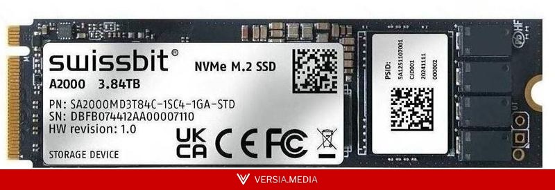 3,84 Тбайт в формате М.2 2280 с PCIe 4.0: Swissbit выпустила индустриальные SSD серии A2000